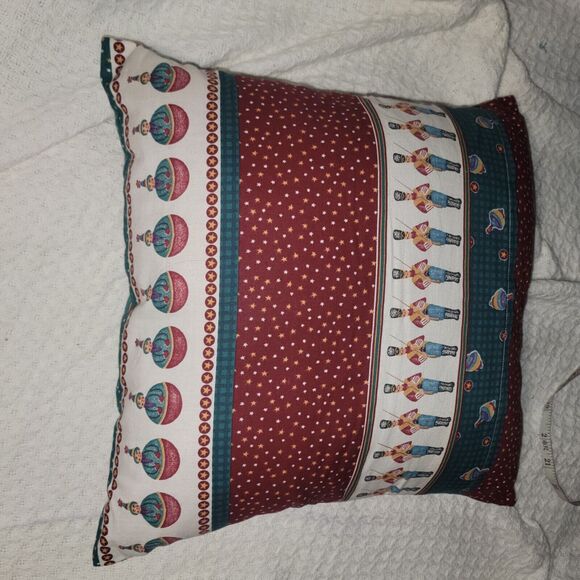 Homemade Christmas Throw Pillow Up cycle Home Decor Toy Soldiers Teddy Bears Etc - Picture 6 of 9